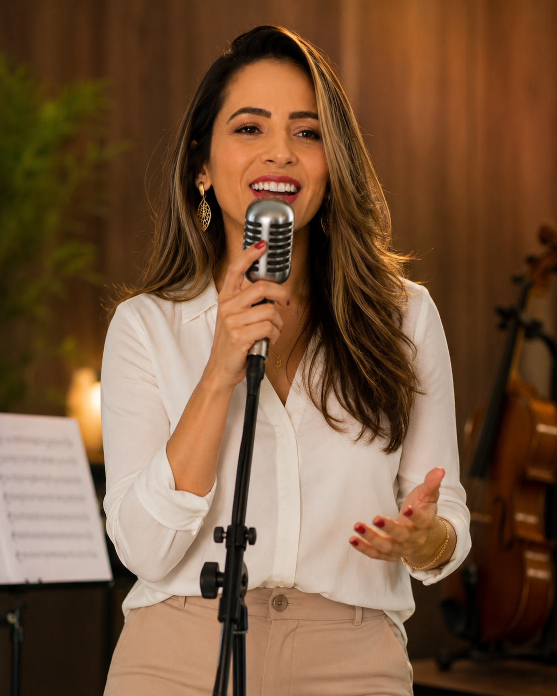 Patrícia Gabriel durante uma apresentação musical