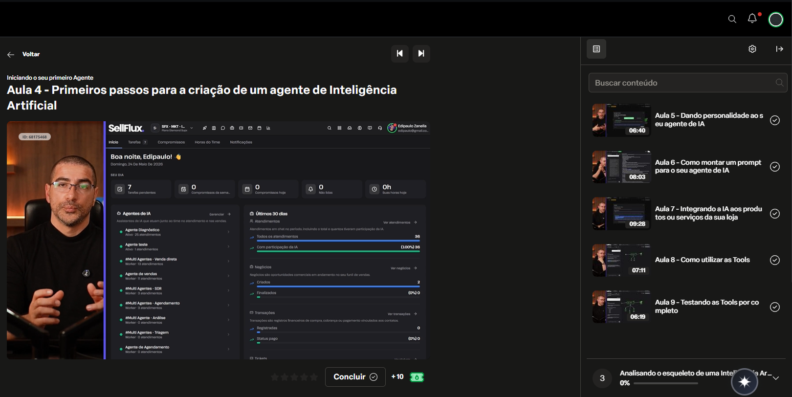 Print do EAD: aula sobre bot versus trabalhador artificial