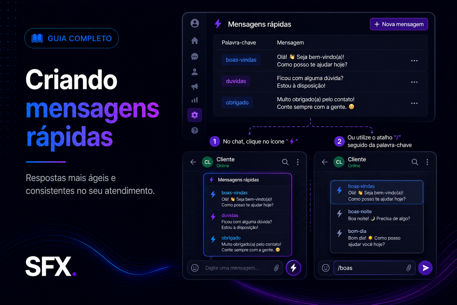 Criando mensagens rápidas