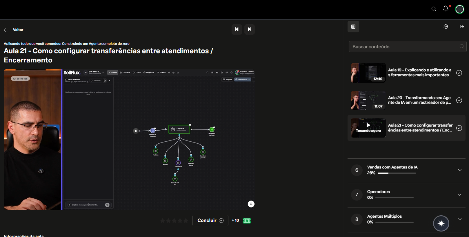 Print do EAD: montagem do agente no builder visual